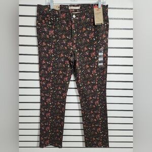 Levi's Women's Straight Leg Jeans - Black with Floral Pattern
